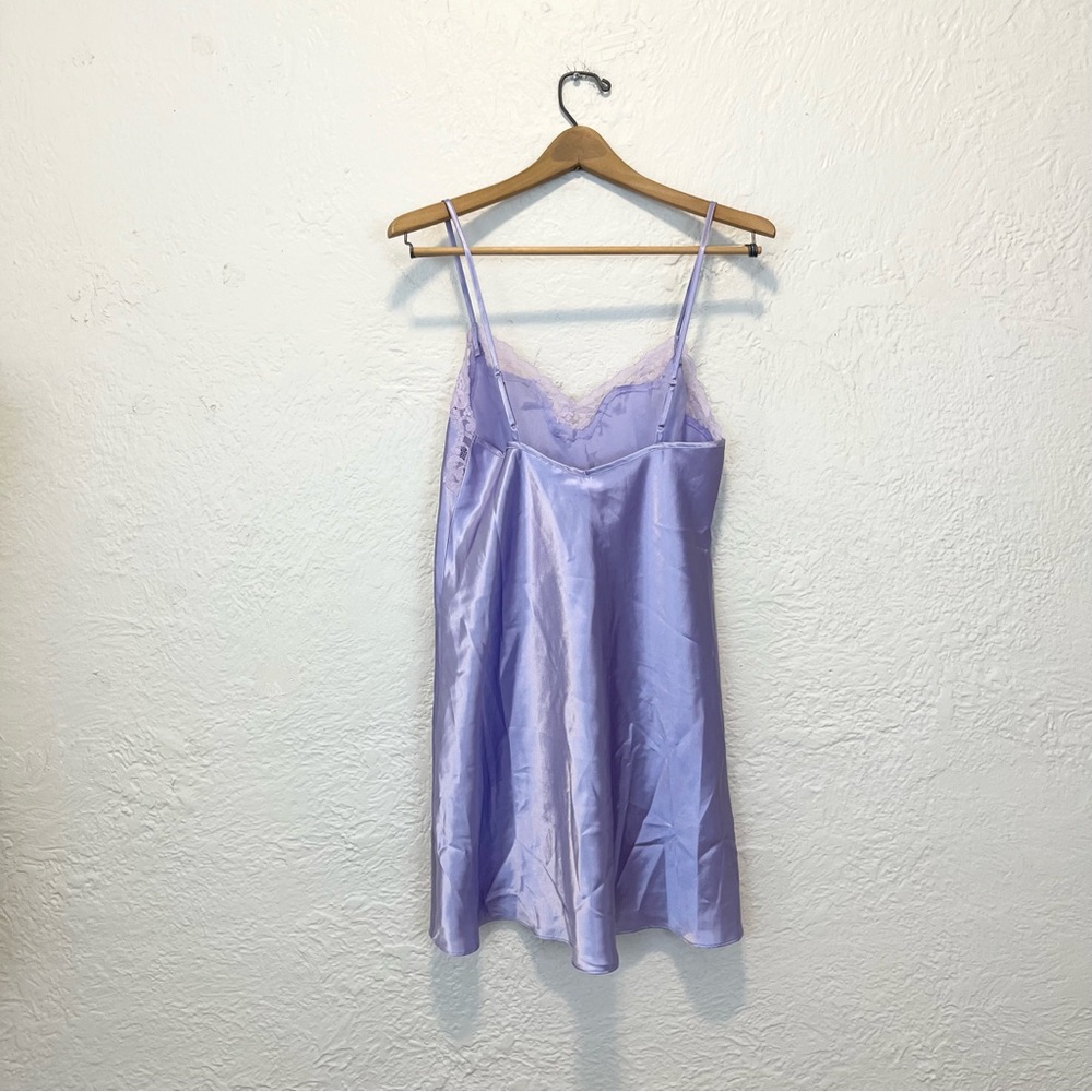Vintage 90s Y2K Slip Dress Lingerie Satin Lace Purple Warners Intimates Medium M - Picture 9 of 10